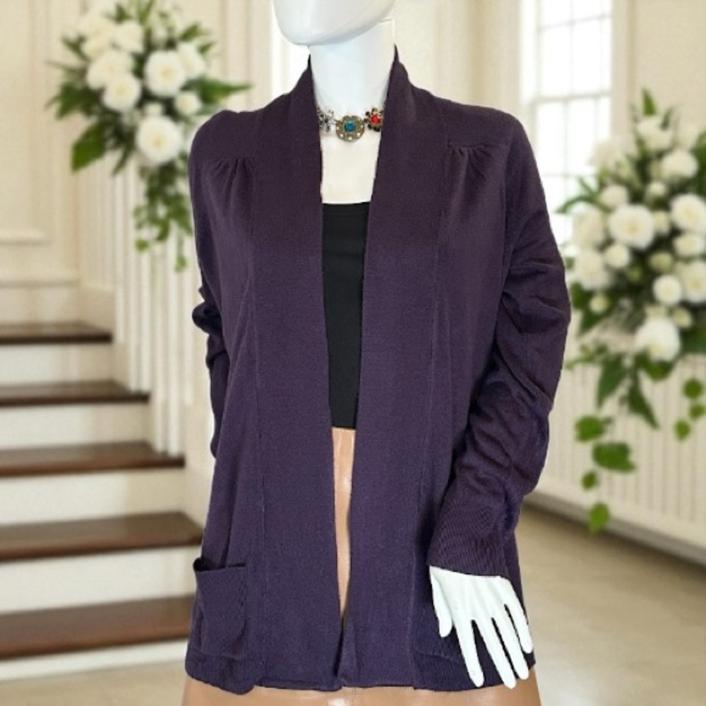 Carolyn Taylor Women's Purple Open Front Cardigan Size Small